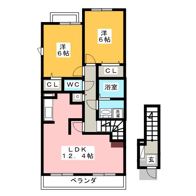 エスポワール・ノース(2LDK/2階)の間取り写真