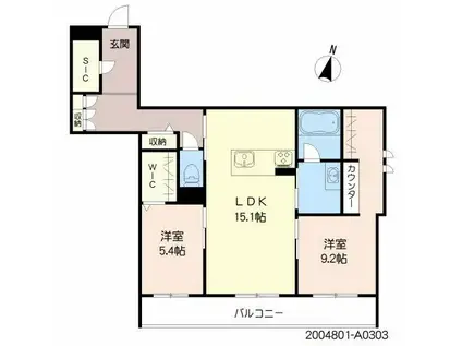 シャーメゾン湖東グランデ(2LDK/3階)の間取り写真