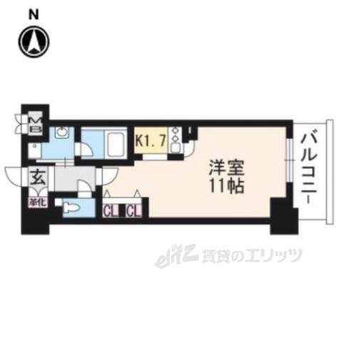 レジディア御所東(1K/3階)の間取り写真