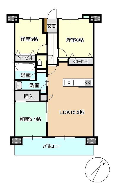 アルファステイツ光の森(3LDK/3階)の間取り写真