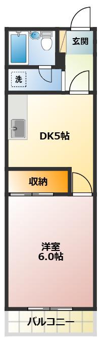 グリーンヒル(1K/4階)の間取り写真