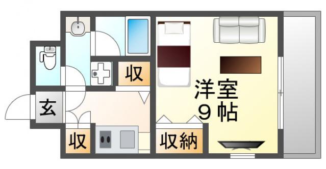 アスール江坂(1K/10階)の間取り写真