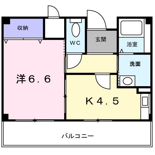 メルヴェール(1DK/2階)の間取り写真