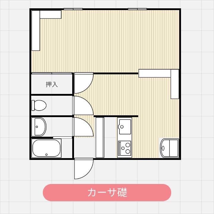 カーサ礎(1DK/4階)の間取り写真