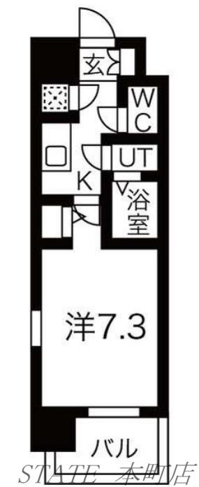 レジュールアッシュ福島キューズ(1K/4階)の間取り写真