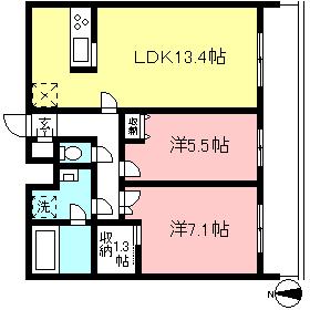 悠々スクアール相模大野(2LDK/7階)の間取り写真