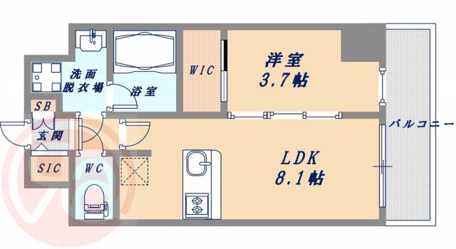 レオンコンフォート難波クレア(1LDK/3階)の間取り写真