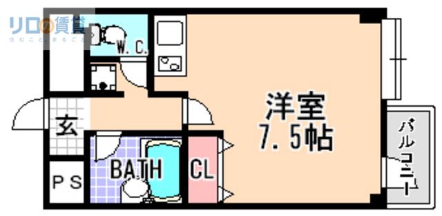 モンレーブ(ワンルーム/3階)の間取り写真