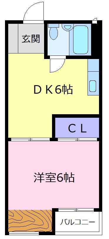 ニューハイツ松川(1DK/2階)の間取り写真