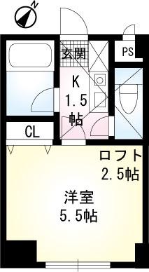カインドハウス鹿沼公園(1K/3階)の間取り写真