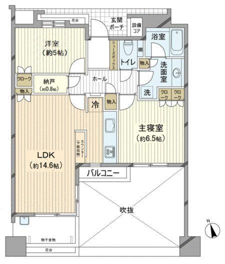 パーク・コート袋町(2LDK/10階)の間取り写真