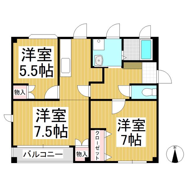 パルメゾントモエ(2LDK/1階)の間取り写真