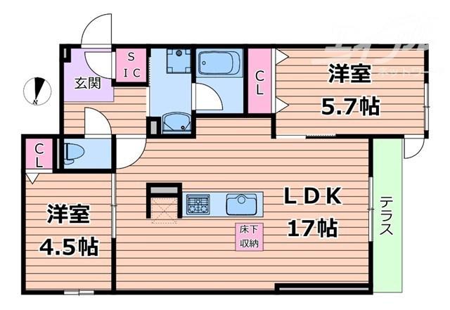 クラシスト瑞光(2LDK/1階)の間取り写真