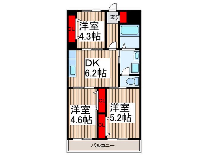 キャピタルプラス(3DK/6階)の間取り写真