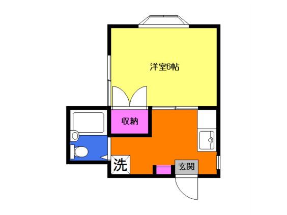 ヤマダハイツ(1K/2階)の間取り写真