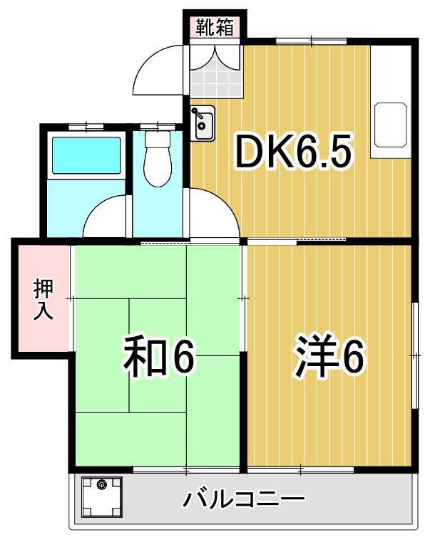 コーポサンフラワー(2DK/2階)の間取り写真