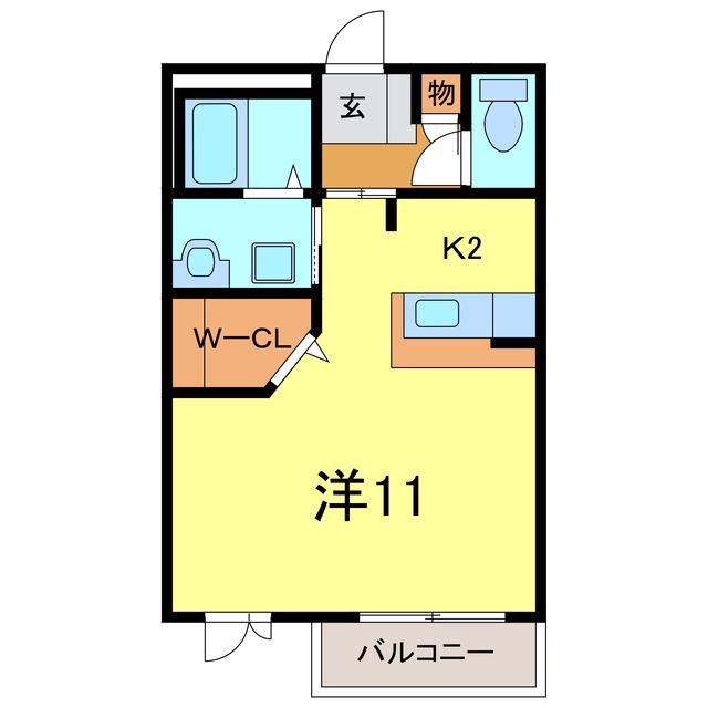 ADD WISTARIA2(1K/2階)の間取り写真
