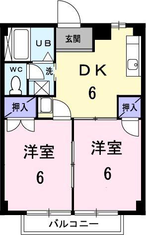 SUN VILLAGE平田台II(2DK/2階)の間取り写真