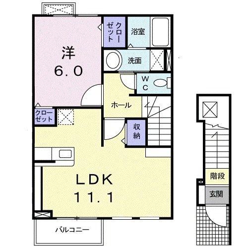 ＪＲ舞鶴線 東舞鶴駅 バス乗車時間：11分 最寄りバス停で下車 徒歩6分 2階建 築18年(1LDK/2階)の間取り写真