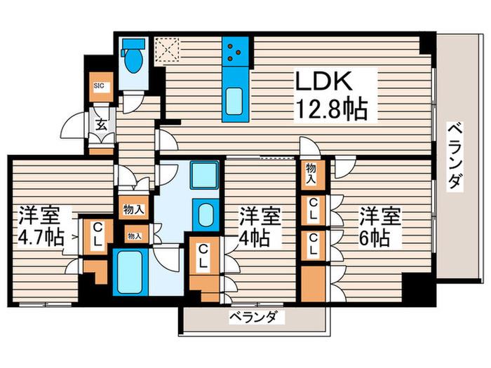 HF東尾久レジデンス(3LDK/4階)の間取り写真