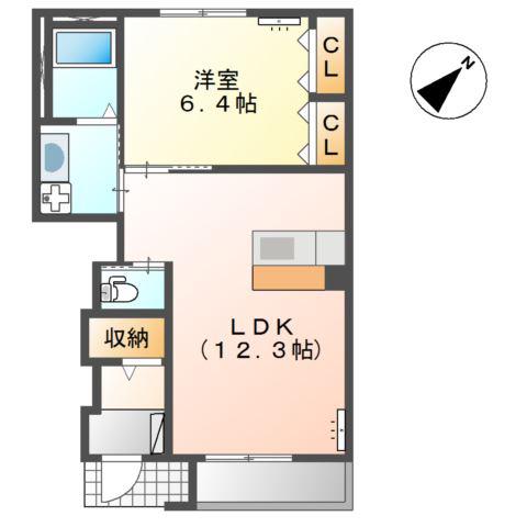 シエロモンターニュ(1LDK/1階)の間取り写真