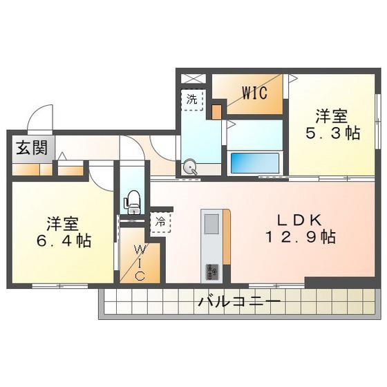 ディーシャンブル 南丸之内A(2LDK/2階)の間取り写真