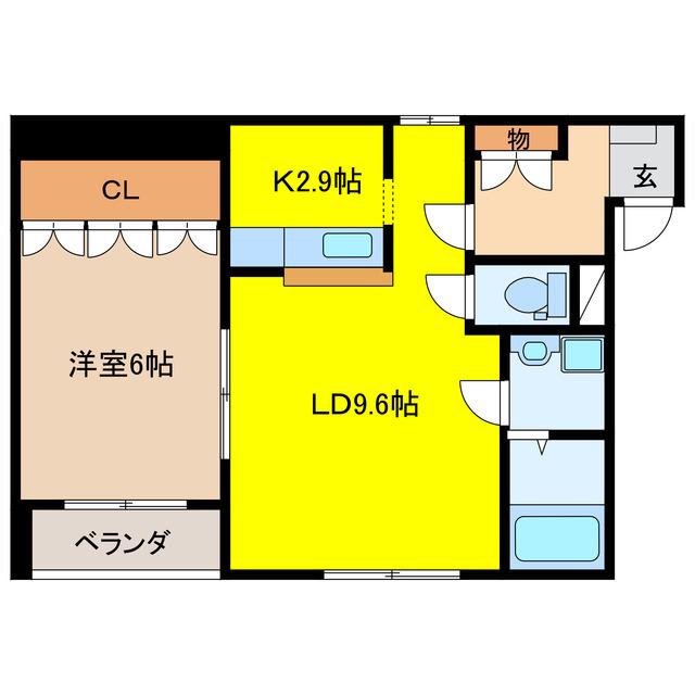 フォルティア(1LDK/1階)の間取り写真
