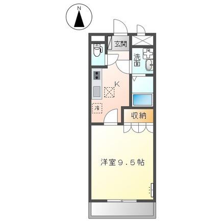 グランディール城山(1K/1階)の間取り写真