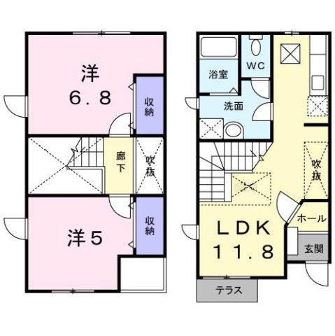マイネS1(2LDK/1階)の間取り写真