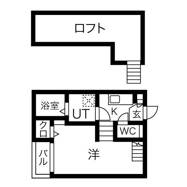 ANGE-AILE(1K/2階)の間取り写真