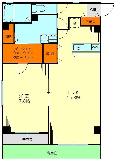 カトゥルス(1LDK/1階)の間取り写真