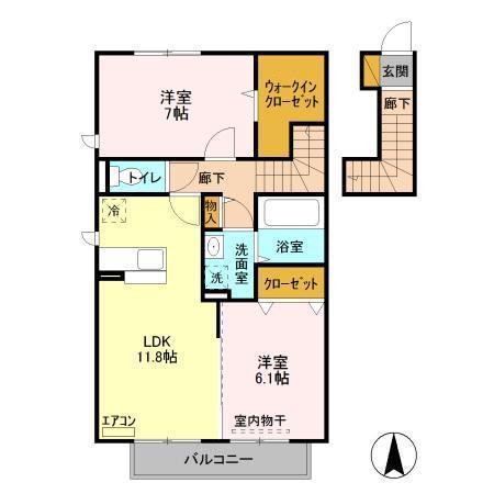 パークレジーナ A(2LDK/2階)の間取り写真