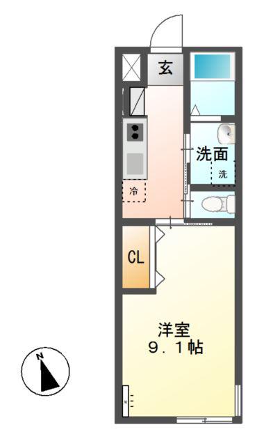 フランシーズ(1K/2階)の間取り写真