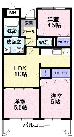 アビタシオンI・S・Y(3LDK/5階)の間取り写真