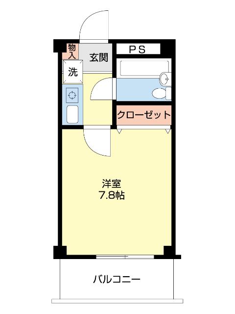LILAS 湘南(1K/6階)の間取り写真