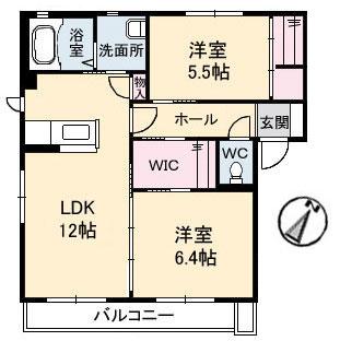 ブランペーシュ(2LDK/1階)の間取り写真