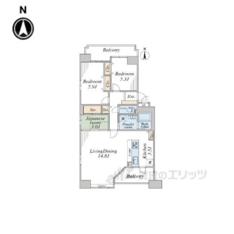 グラン・コート洛央万寿寺(3LDK/2階)の間取り写真
