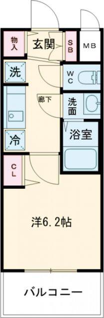プレサンス神戸水木通ルミエス(1K/2階)の間取り写真