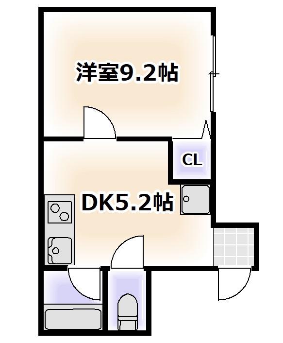 リファイン・フラッツ(1DK/2階)の間取り写真