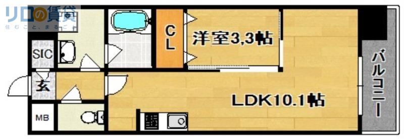 スプランディッド大阪イースト(1LDK/9階)の間取り写真