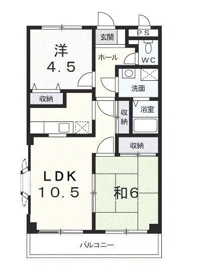 グランボナーWADA(2LDK/2階)の間取り写真