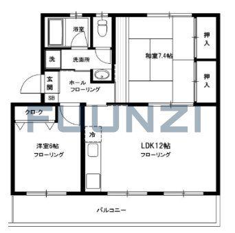 ノーブルハイツ市川菅野1号棟(2LDK/2階)の間取り写真