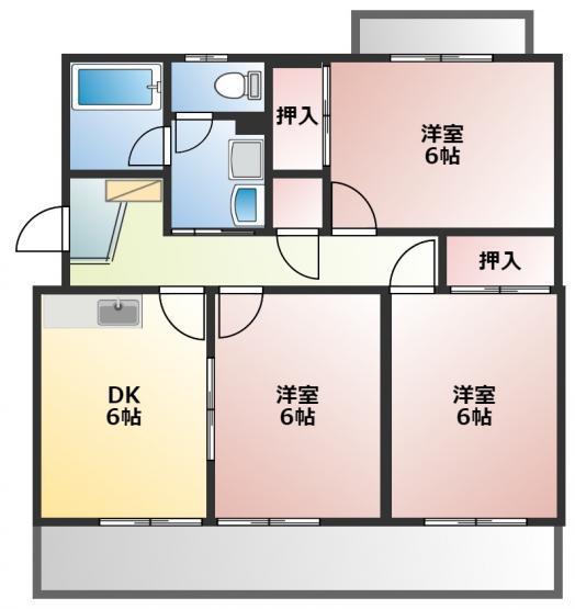 エクステンド(3DK/2階)の間取り写真