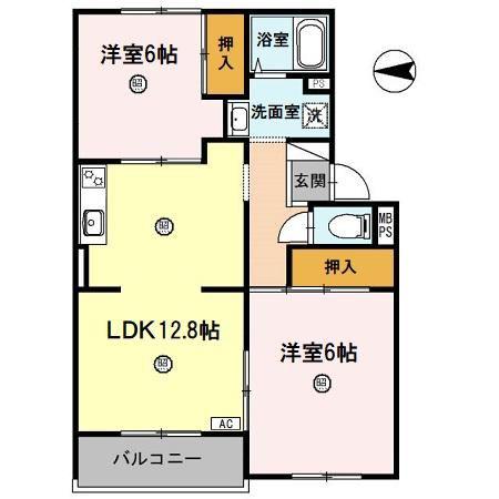 フラワーヒルまつもと(2LDK/3階)の間取り写真