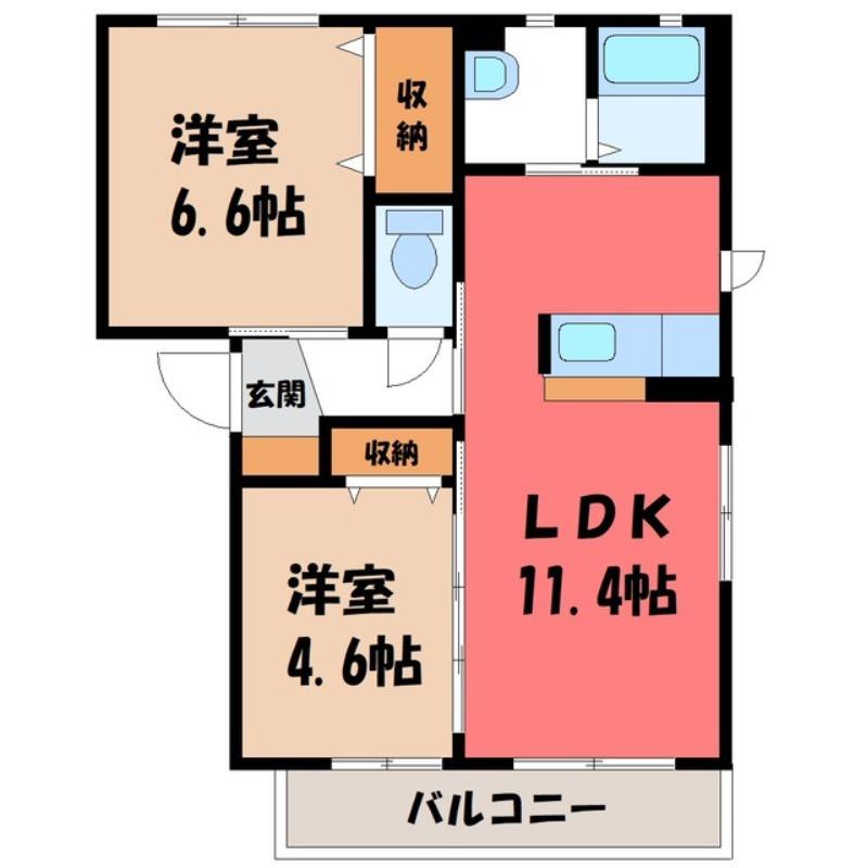 クレールメゾン A棟(2LDK/1階)の間取り写真