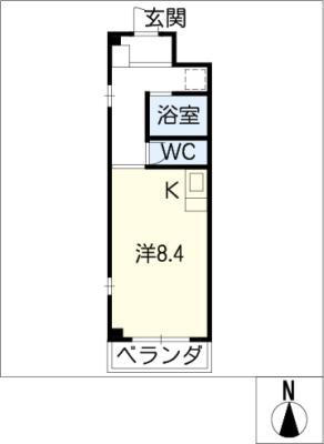 プランドールいりなか(ワンルーム/2階)の間取り写真