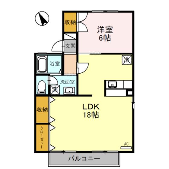 トップイン新庄A棟(1LDK/2階)の間取り写真