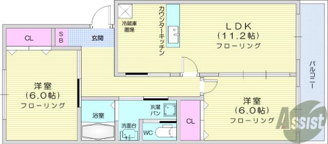 プログレール落合壱番館(2LDK/2階)の間取り写真