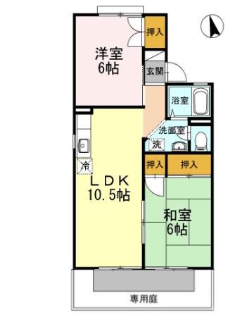 セジュール住吉A棟(2LDK/1階)の間取り写真