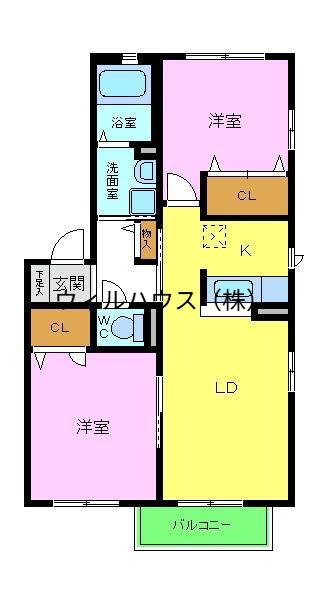 ベルエール深井(2LDK/2階)の間取り写真